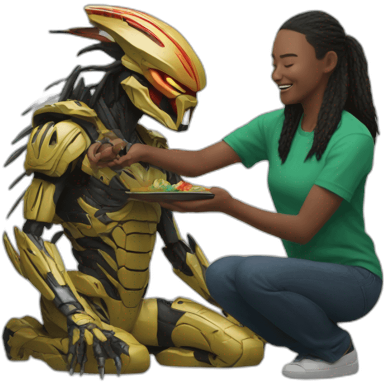 The predator/yautja making a gift emoji