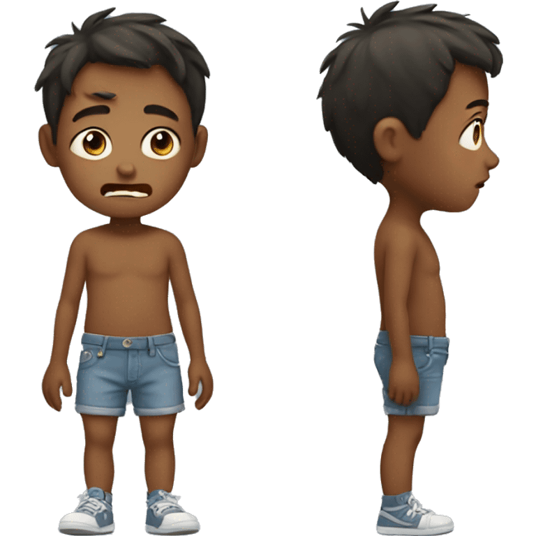 Small boy crying about shorts emoji