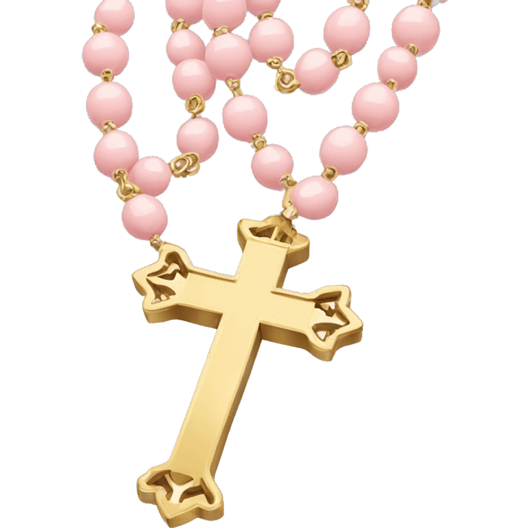 Light pink with gold cross rosary  emoji