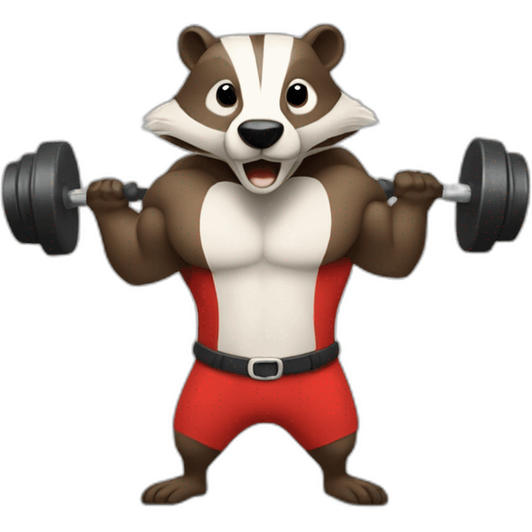 badger with muscles lifting weights emoji