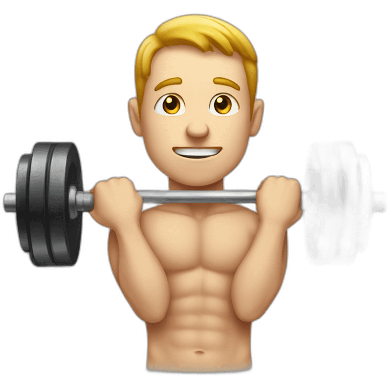 a white man presses a barbell from his chest emoji