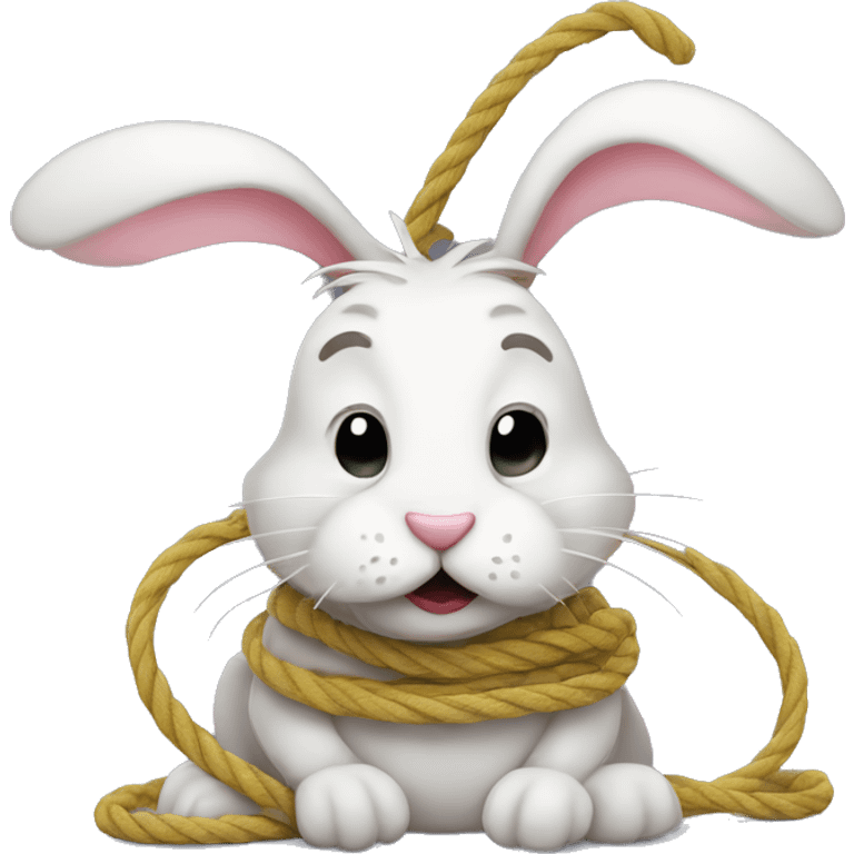 roped up bunny emoji