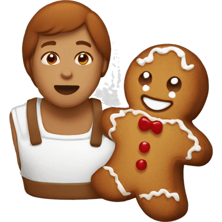 Dark readhead eats gingerbread emoji