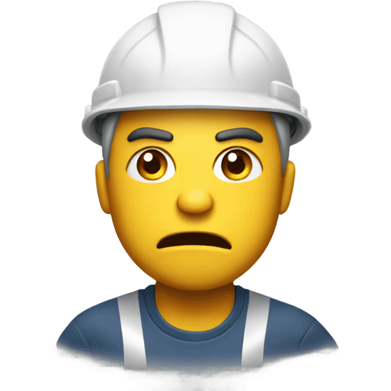 Angry man wearing hard hat emoji