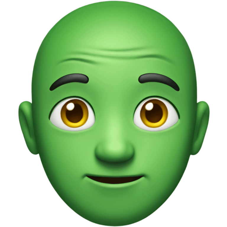 green face, smiling, looking off to the side emoji