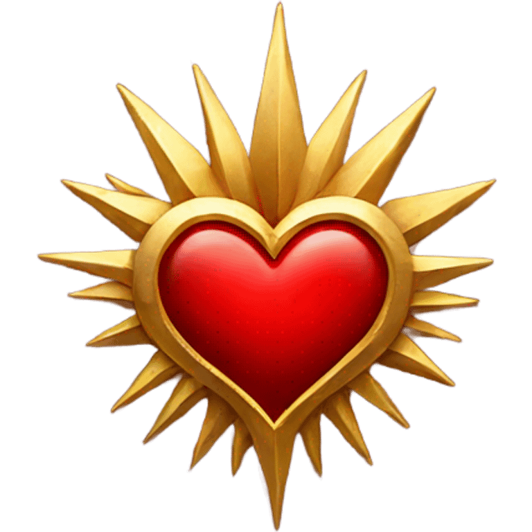 red Gothic heart with gold rays emoji