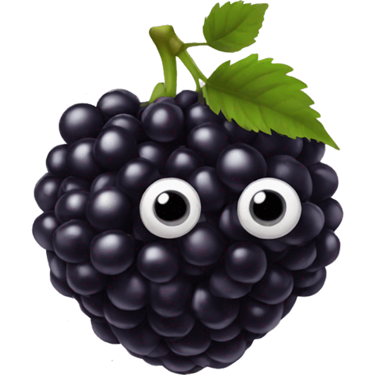 blackberry fruit with eye and mouth emoji