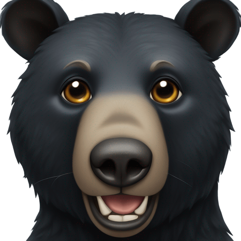 Realistic black bear portrait emoji