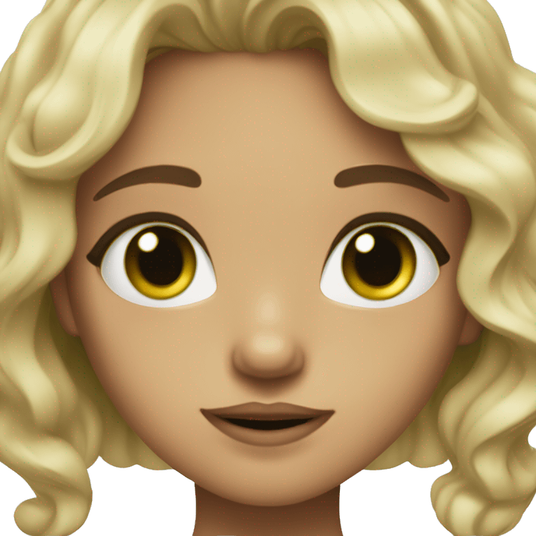 Girl with black sort of wavy hair green eyes and tanish skin emoji