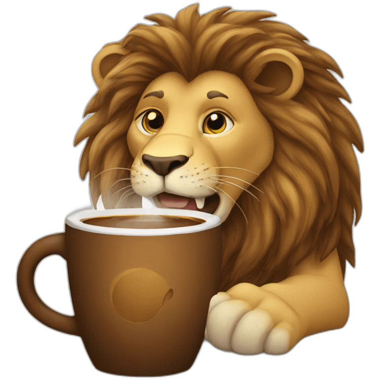 Lion drinking coffee emoji