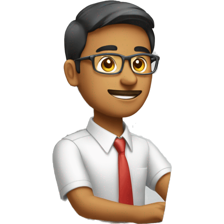 office worker from india seating at his computer emoji