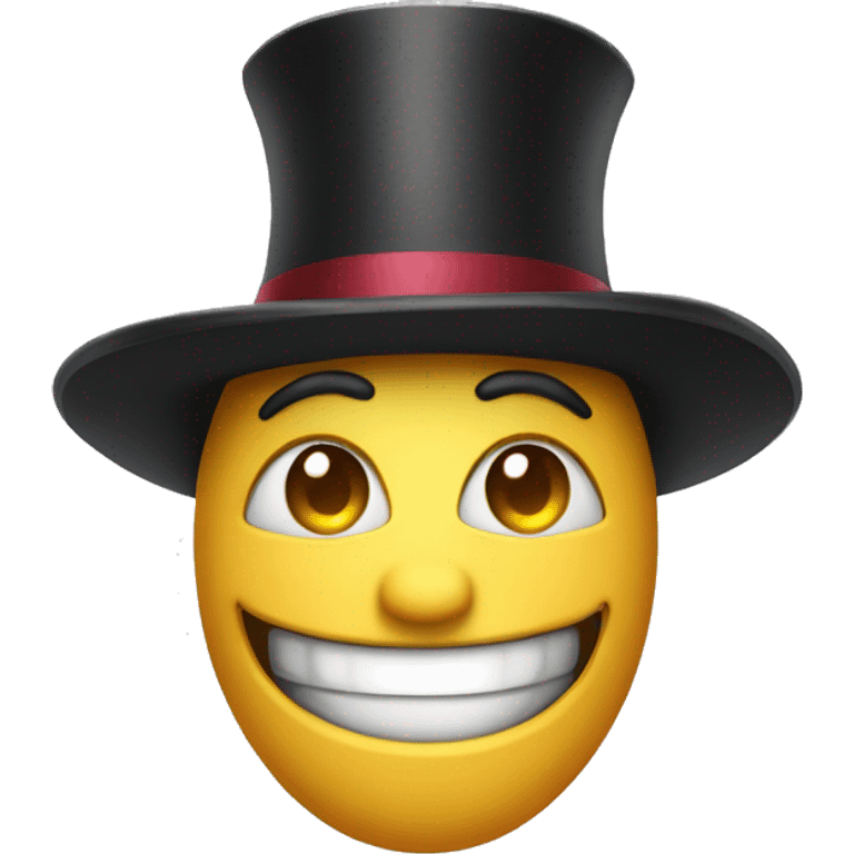 Happy face with a spintop hat emoji