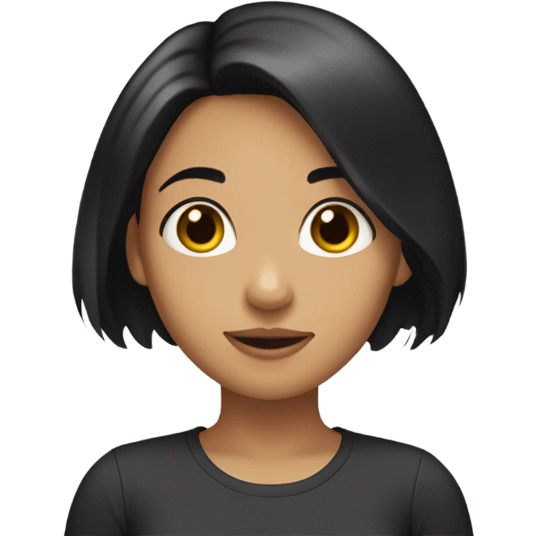 Black hair girl with middlingers emoji