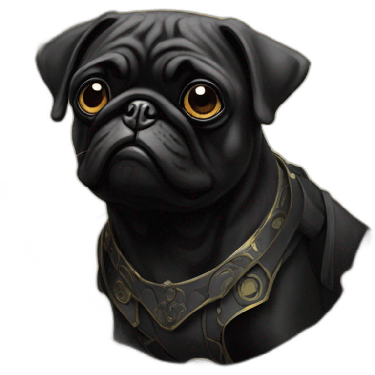 A cyberpunk black pug in Art Nouveau style during 1910 emoji