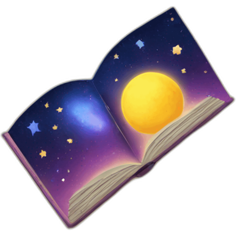 Open book about stars and planet emoji