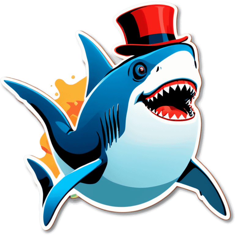 Shark with a top hat emoji