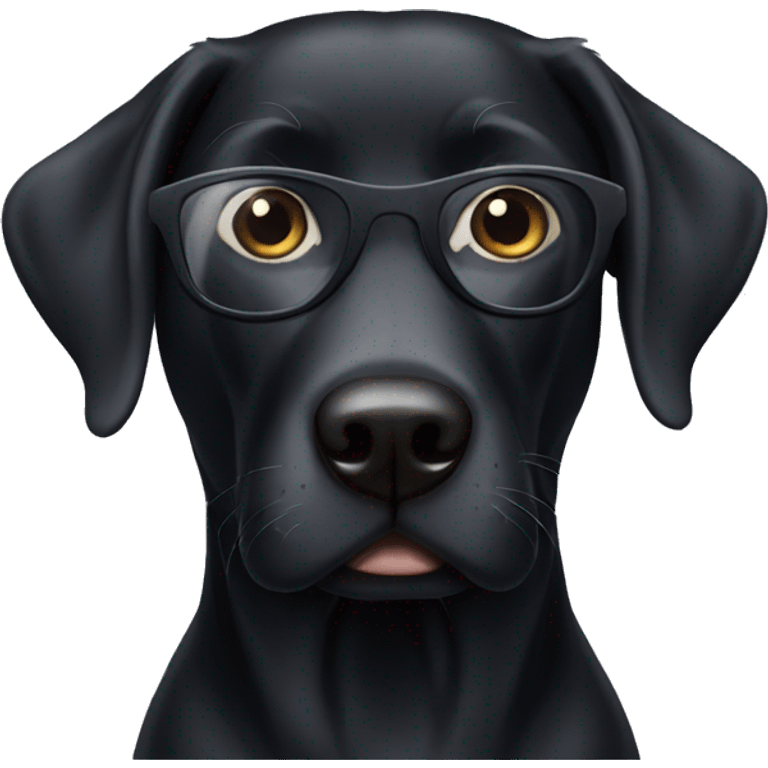 Black lab wearing glasses emoji