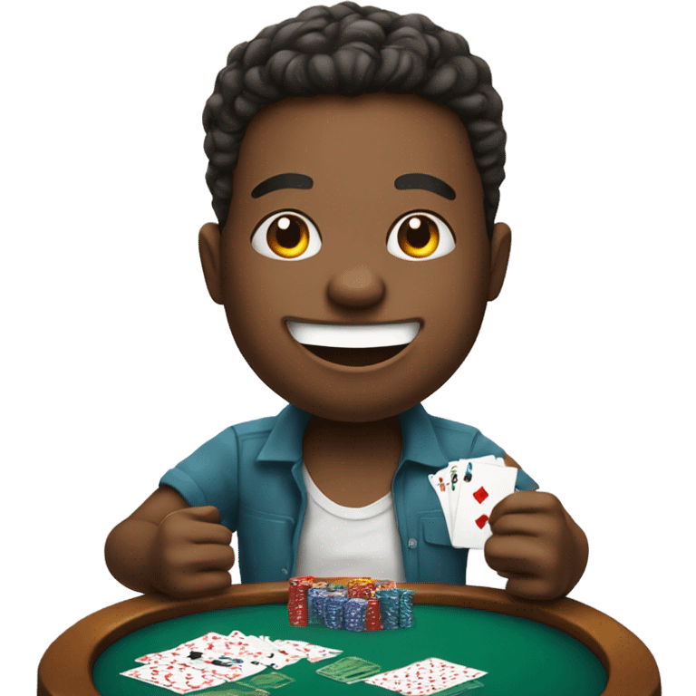 smiling boy playing poker emoji