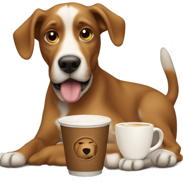 Dog drinking latte emoji