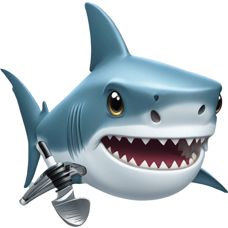 Shark with golf clubs emoji