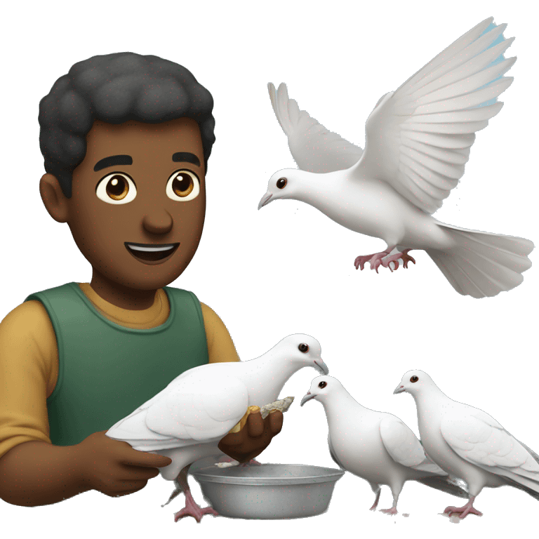 white man feeding pigeons emoji