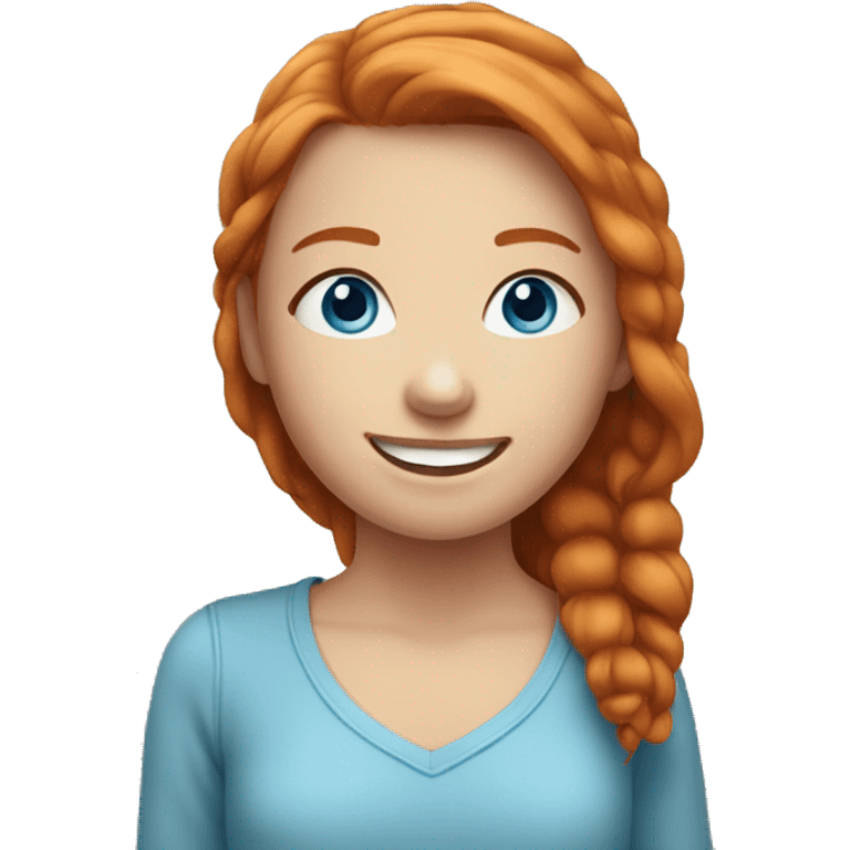 Smiling girl with blue eyes and ginger hair emoji