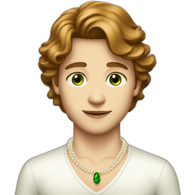 Posh-boy-with-pearl-necklace-and-green-eyes-and-brown-hair emoji