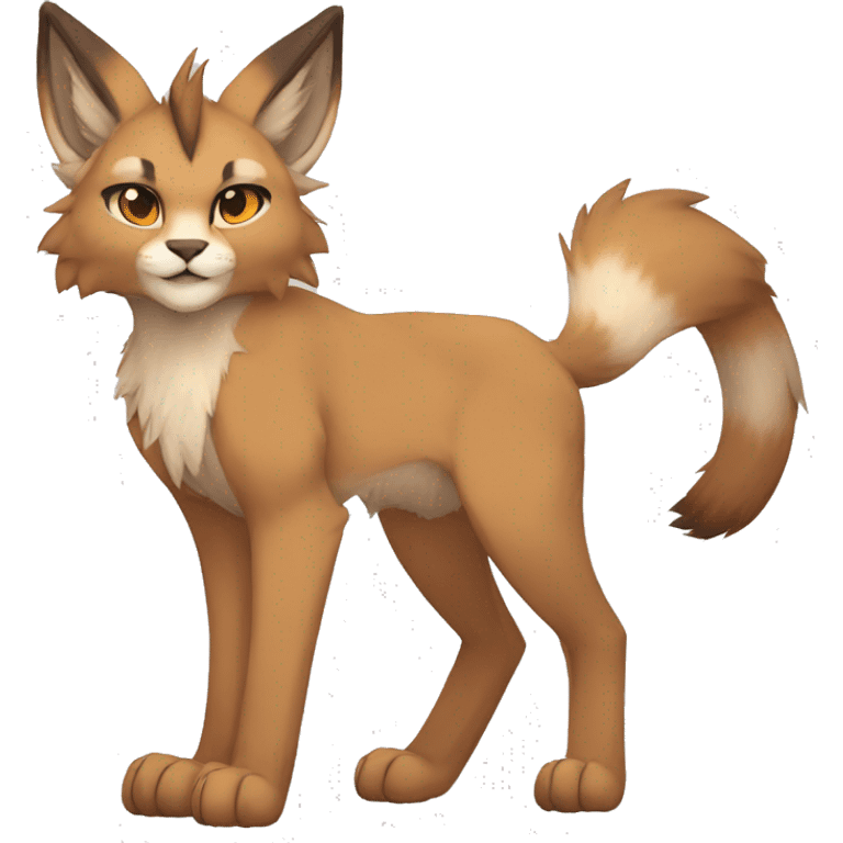 Anthro Beige-Orange-Brown Furry-Sona-Fakemon Lynx-Caracal Full Body emoji