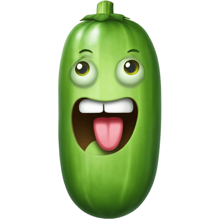 Sticking tongue out cucumber wide  emoji