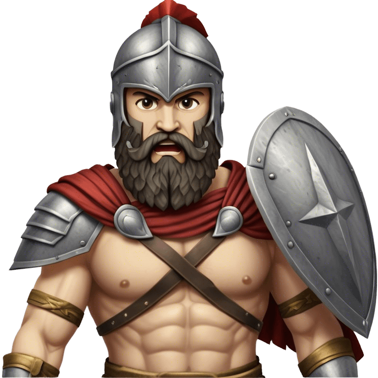 Hyperrealist bearded spartan figth with athenian emoji