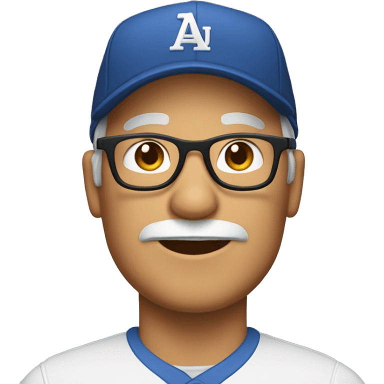 50 year old white male with glasses wearing a baseball hat and dressed in casual clothing  emoji