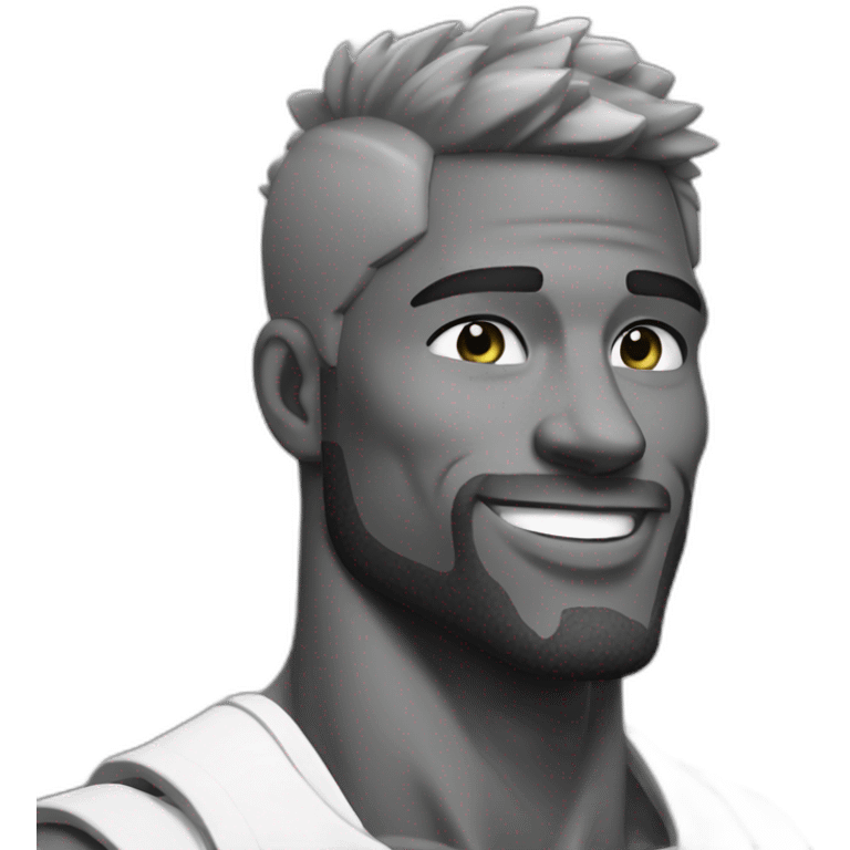 Giga Chad smiling black and white musculation meme a little from profile emoji