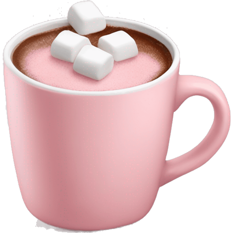 Light Pink mug of hot chocolate with marshmallows  emoji