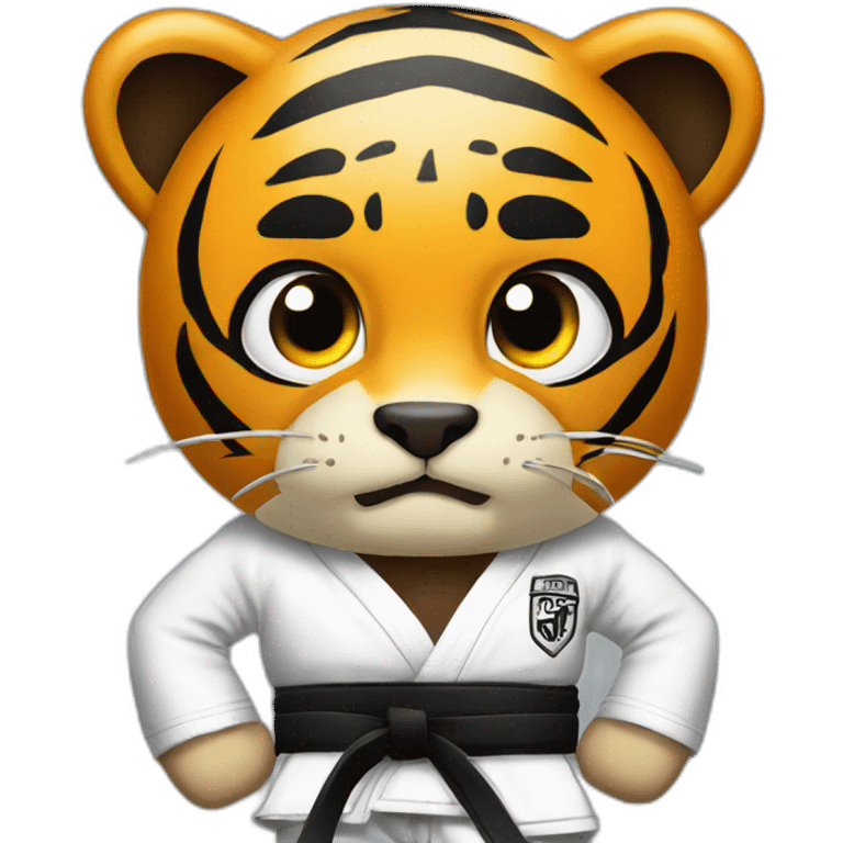 Tiger with evil face  jiu-jitsu black belt with his arms crossed emoji