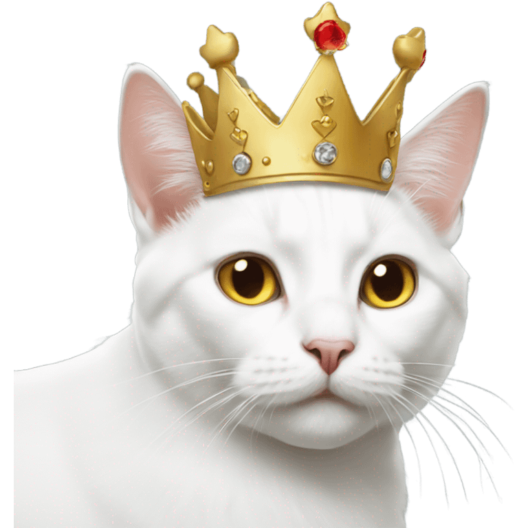 White cat wearing a crown  emoji