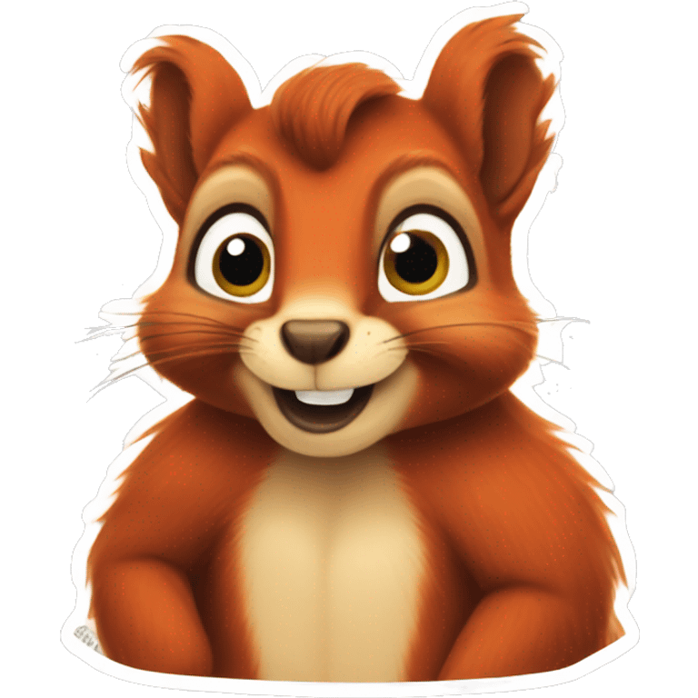 red squirrel in sticker style emoji