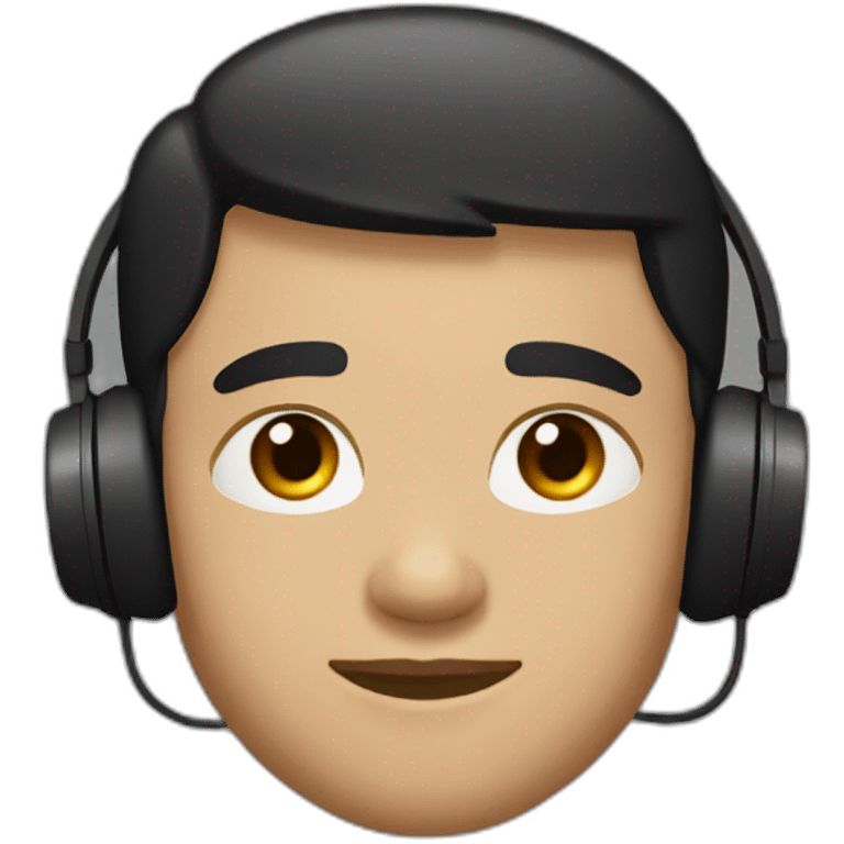 A man wiht brown Eyes and black short hair light skin with gamaing Headphones emoji