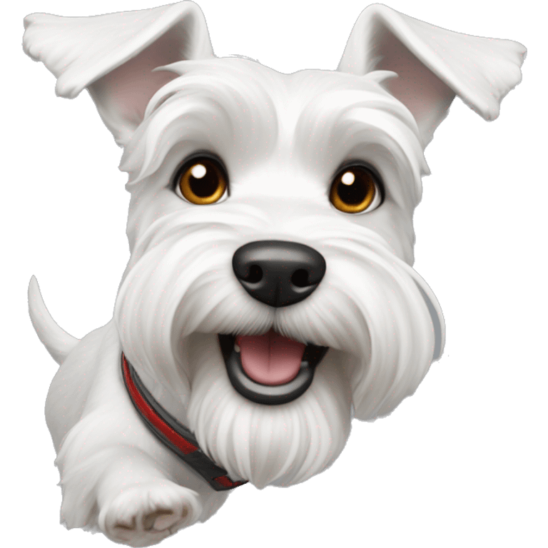 White dog schnauzer flying  emoji