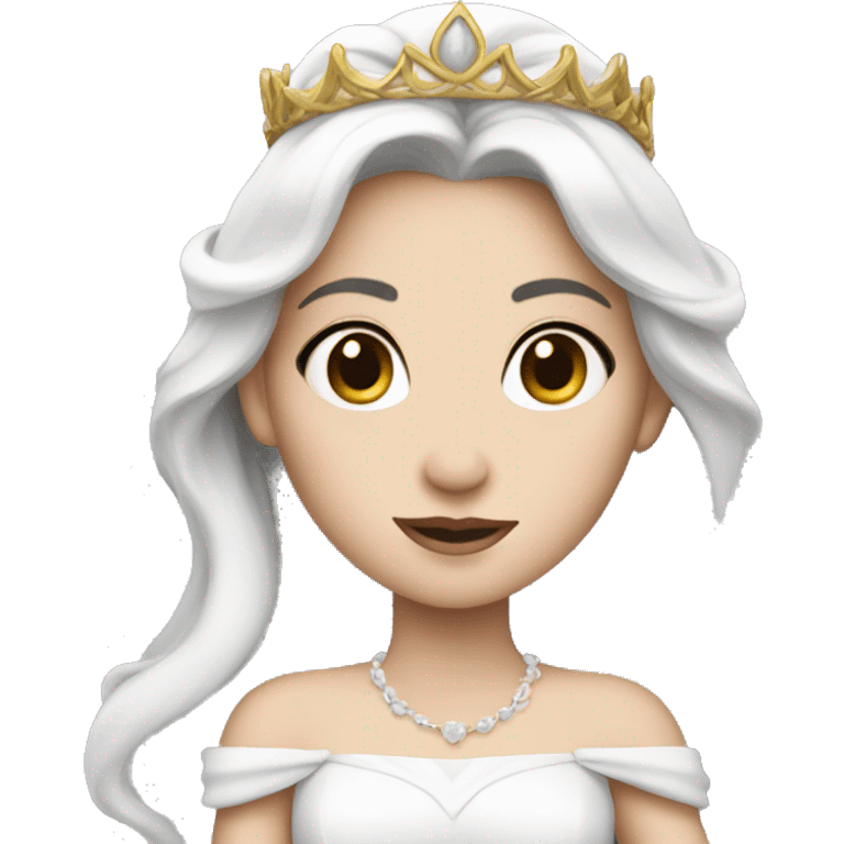 PRINCESS WITH WHITE SKIN , DARK HAIR AND WHITE DRESS emoji