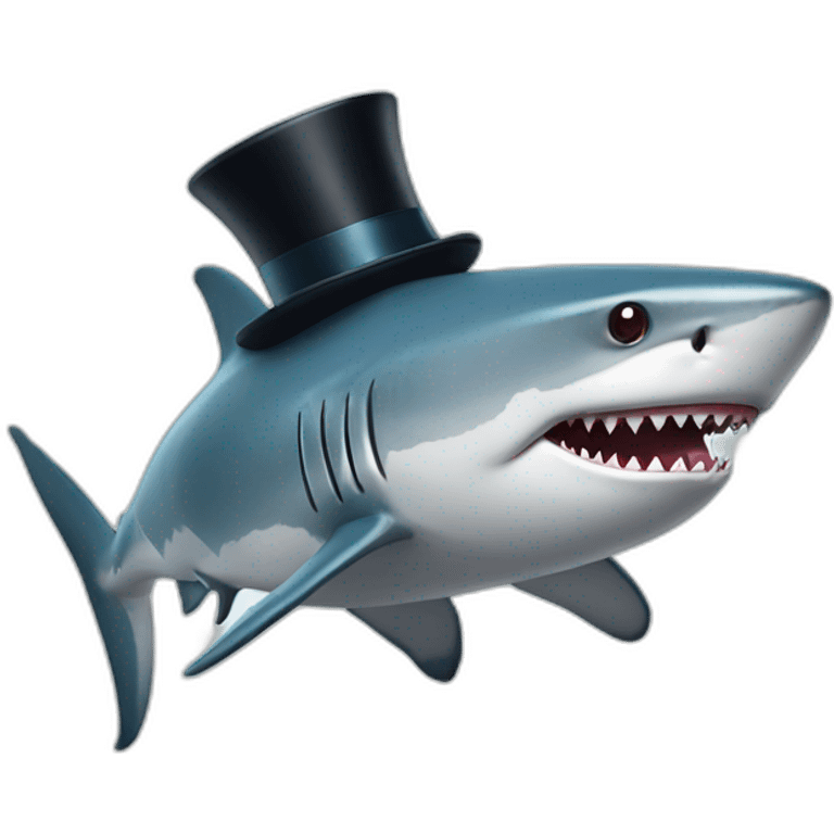 Shark with a top hat emoji