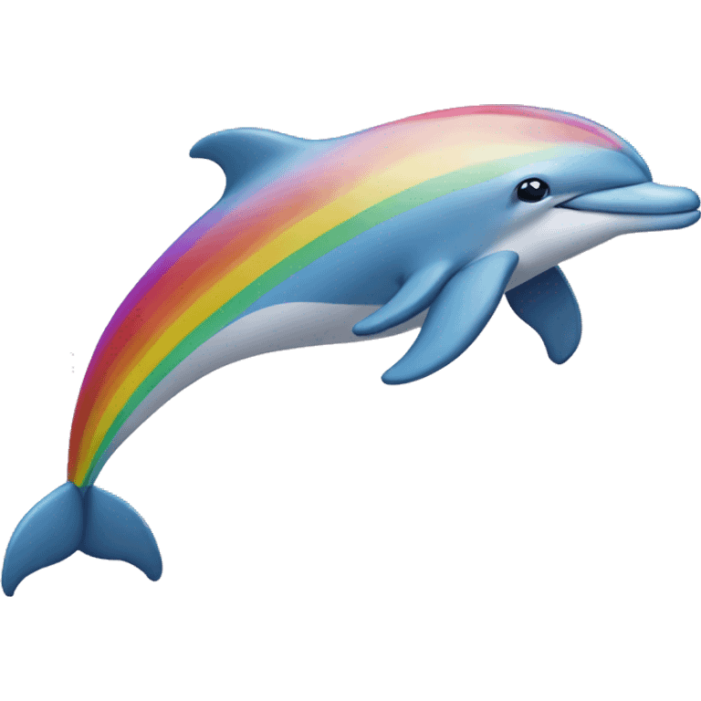 Dolphin flying over a rainbow emoji