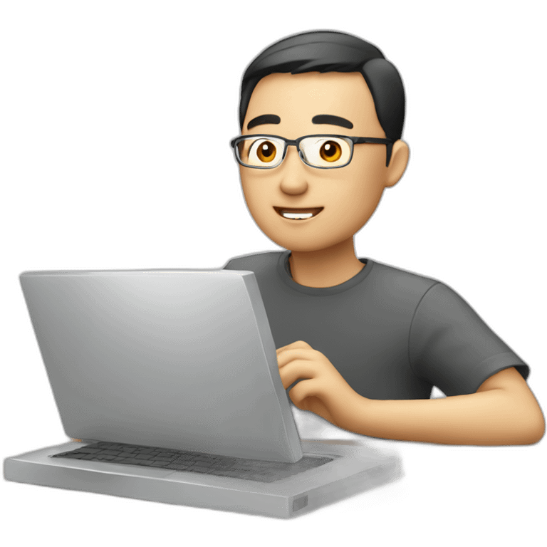 china man with laptop working emoji