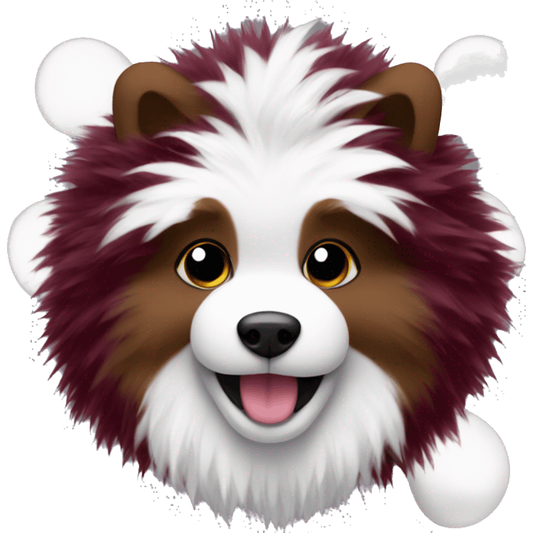 Maroon and white pom poms emoji