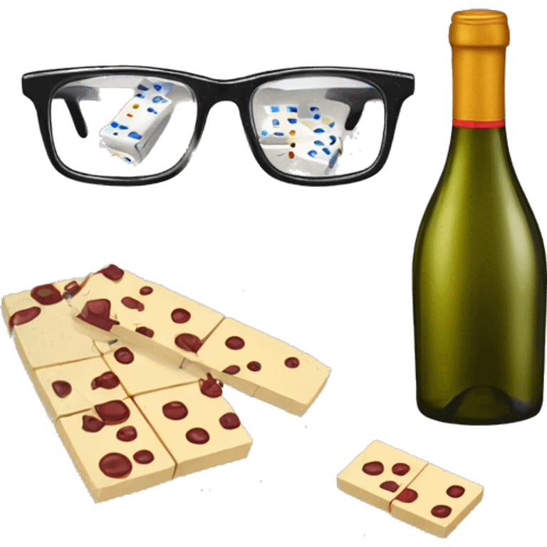 Glasses, wine and dominoes emoji