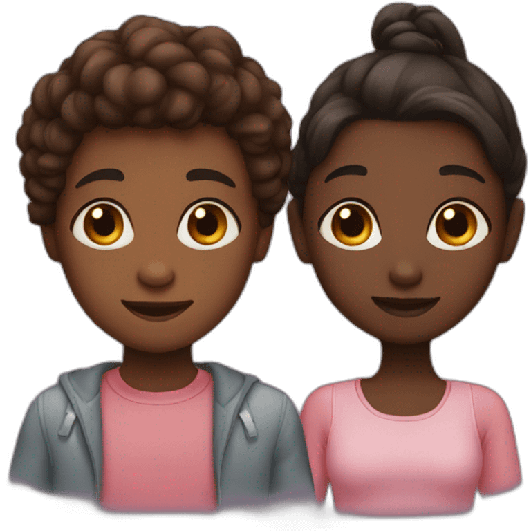 boy with dark skin and a girl with brown skin couple emoji