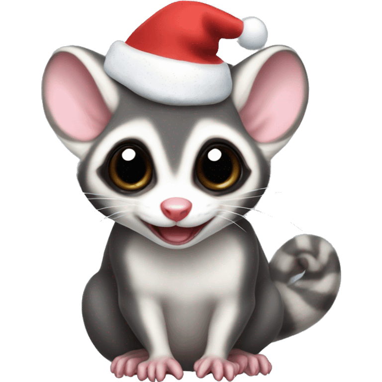 Sugar glider with Santa hat emoji