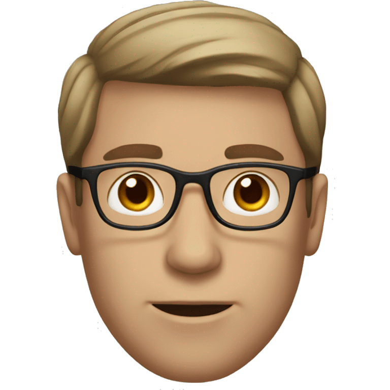 White man with short and brown hair using glasses emoji