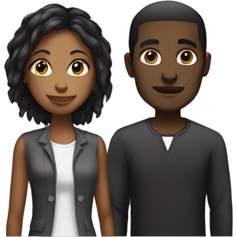 Tall Black male with short black female emoji