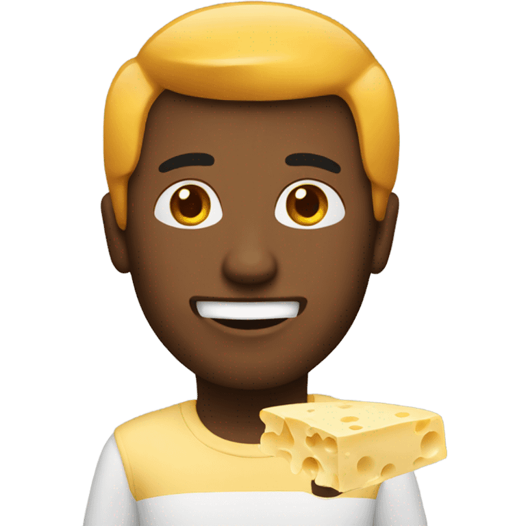 Man wearing cheese emoji