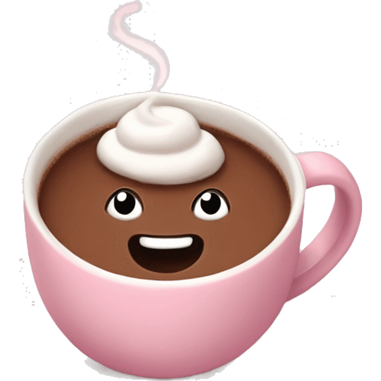 Hot chocolate in a pastel pink mug  emoji